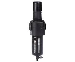 Filtro/Regulador, 1/2 NPT, vaso de policarbonato con guarda, dren manual, 40µ (micrones), rango de ajuste 4 a 145 psi, sin manómetro, con alivio, Pmax 145 psi, serie Excelon 74, IMI Norgren.
