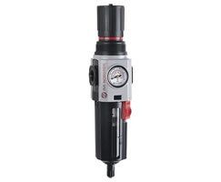 Filtro/Regulador, 1/2 NPT, vaso metálico, dren automático, 5µ (micrones), rango de ajuste 4 a 145 psi, con manómetro, con alivio, Pmax 290 psi, IMI Norgren.