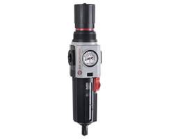 Filtro/Regulador, 1/2 NPT, vaso de policarbonato con guarda, dren manual, 40µ (micrones), rango de ajuste 4 a 145 psi, con manómetro, con alivio, Pmax 145 psi, IMI Norgren.