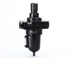 Filtro/Regulador, 1 NPT, vaso metálico de 0.5 litros, dren manual, 40µ (micrones), rango de ajuste 5 a 116 psi, sin manómetro, con alivio, Pmax 246 psi, Serie 68 Olympian Plus, IMI Norgren.